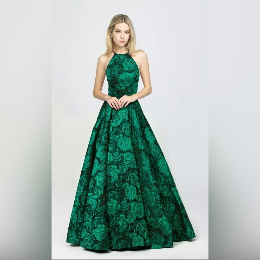 Madison James Green Floral Maxi Dress Criss-cross back size 4